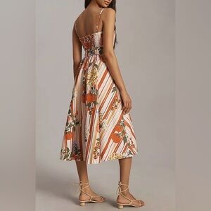 Tik Tok Famous Maeve Strapless Belted A-Line Midi Floral Mixed Media Dress, NWOT